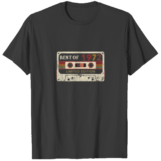 Best Of 1972 50Th Birthday Gifts Cassette Tape Vin T-shirt