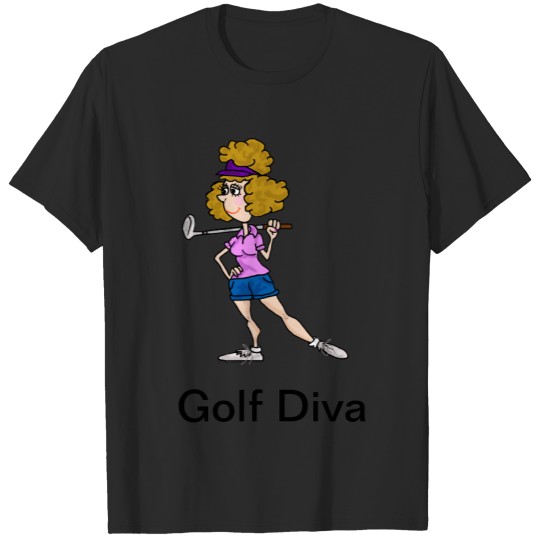 Discover Golf Diva T with Cartoon Woman Golfer T-shirt