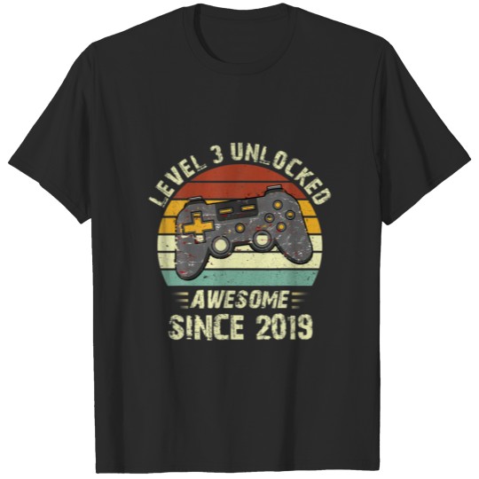 Discover Level 3 Unlocked Awesome Since 2019 3Rd Birthday A T-shirt