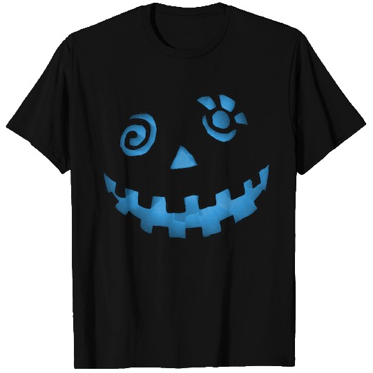 Crazy Jack O Lantern Pumpkin Face Blue T-shirt