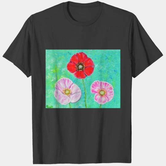 Pink and Red Poppies Painting T-shirt