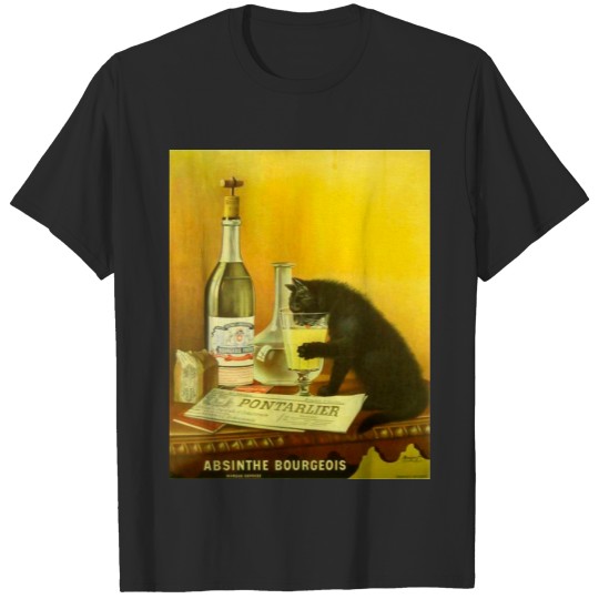 Discover Absinthe Bourgeois and Cat Fine Vintage Poster T-shirt