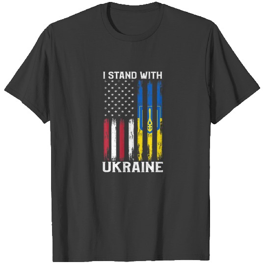I Stand With Ukraine Flag American USA Flag Suppor T-shirt