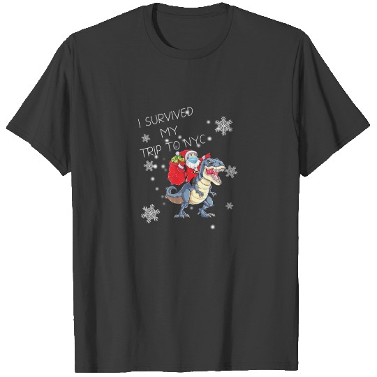 I Survived My Trip To NYC Santa Ride Dinosaur Chri T-shirt