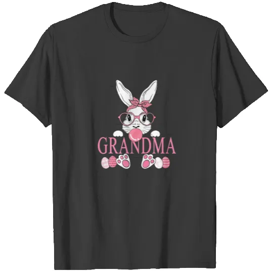 Leopard Grandma Bunny Messbun Easter Day T-shirt