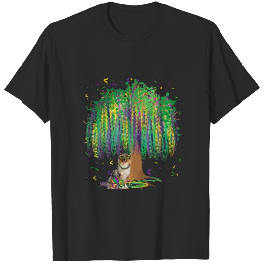 Mardi Gras Australian Shepherd Bead - Tree Bourbon T-shirt