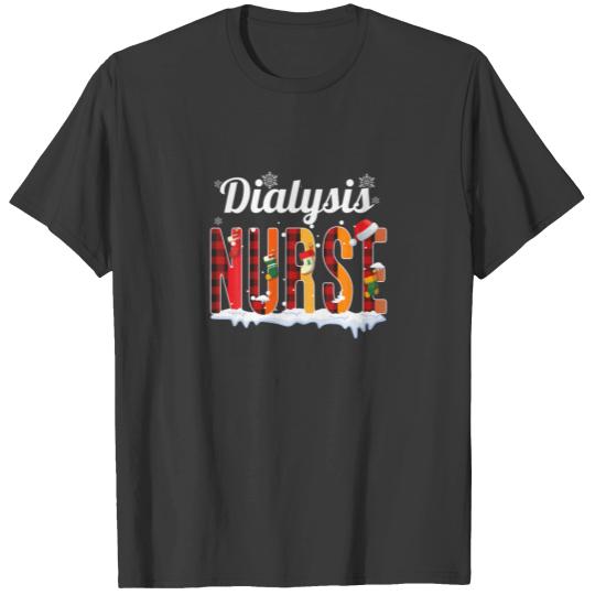 Dialysis Nurse Christmas Red Plaid Print RN Nurse T-shirt