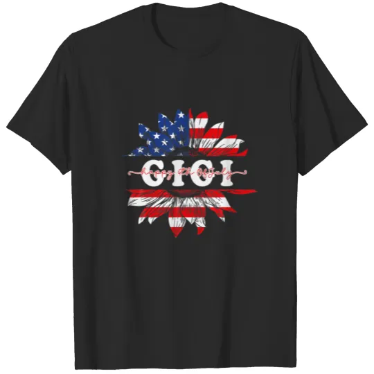 Sunflower American Gigi Patriotic USA Flag 4Th Of T-shirt