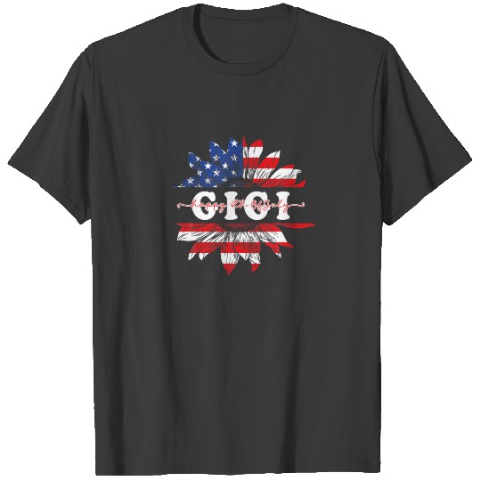 Sunflower American Gigi Patriotic USA Flag 4Th Of T-shirt