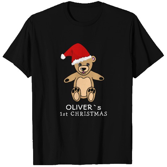 Cute Baby`s First Christmas Teddy Bear Santa Hat B T-shirt