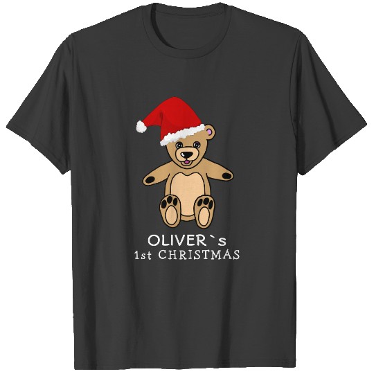 Cute Baby`s First Christmas Teddy Bear Santa Hat B T-shirt