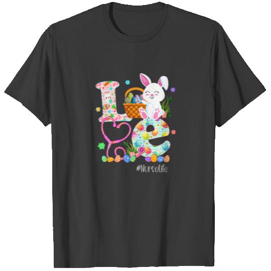 Stethoscope Scrub Nurse Life Easter Day Cute Bunny T-shirt