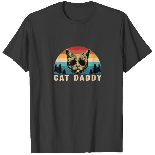 Cool Vintage Cat Daddy Funny Cat Lover Gift Cat Da T-shirt