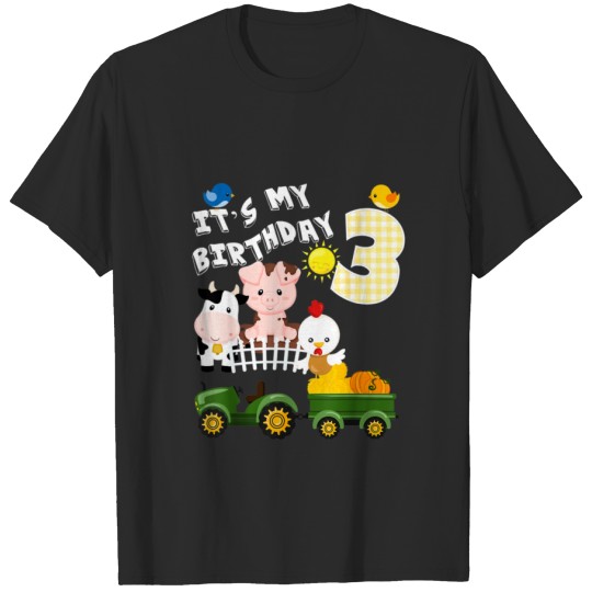 Farm Animals 3 Year Old Its My Birthday 3rd Birthd T-shirt