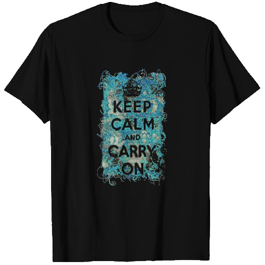 Keep Calm and Carry On Grunge Wallpaper Damask T-shirt