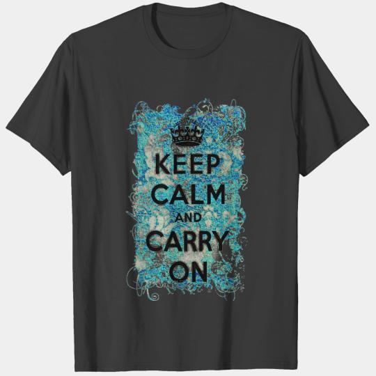 Keep Calm and Carry On Grunge Wallpaper Damask T-shirt