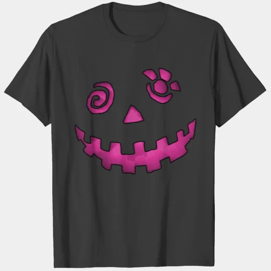 Crazy Jack O Lantern Pumpkin Face Pink T-shirt