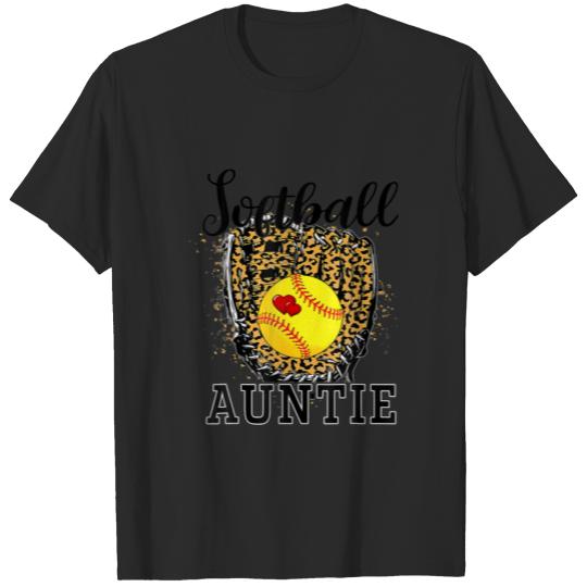 Discover Softball Auntie Leopard Game Day Aunt Mother Softb T-shirt