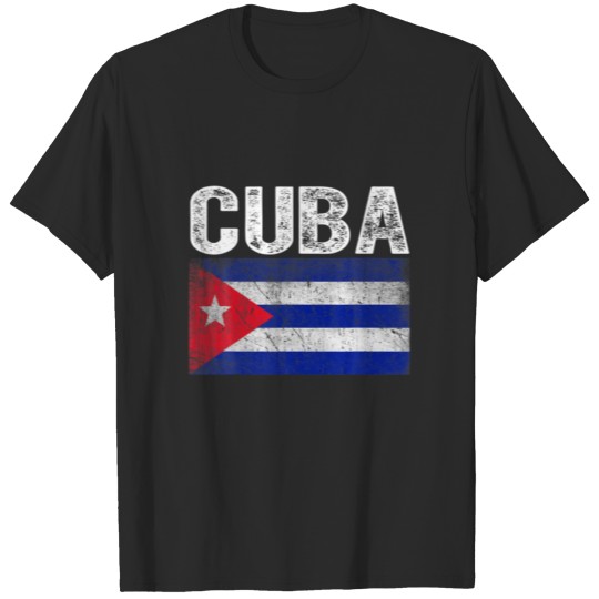 Patriotic Distressed Cuba Flag Men Women T-shirt