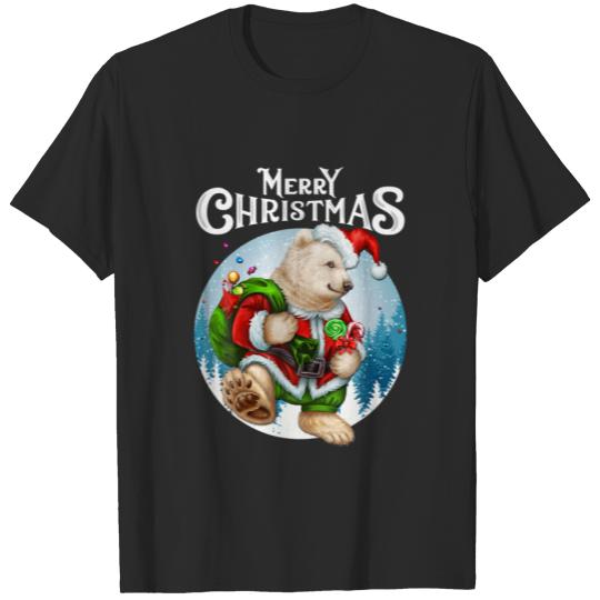 Discover Polar Bear Red Santa Hat Cute Christmas Lighted Tr T-shirt
