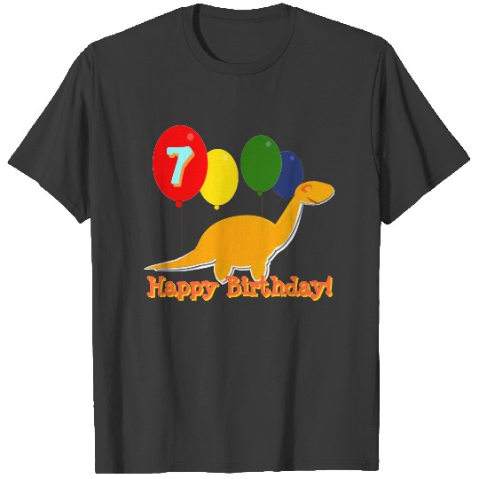 Happy Birthday Dinosaur 7 Years Balloons T-shirt
