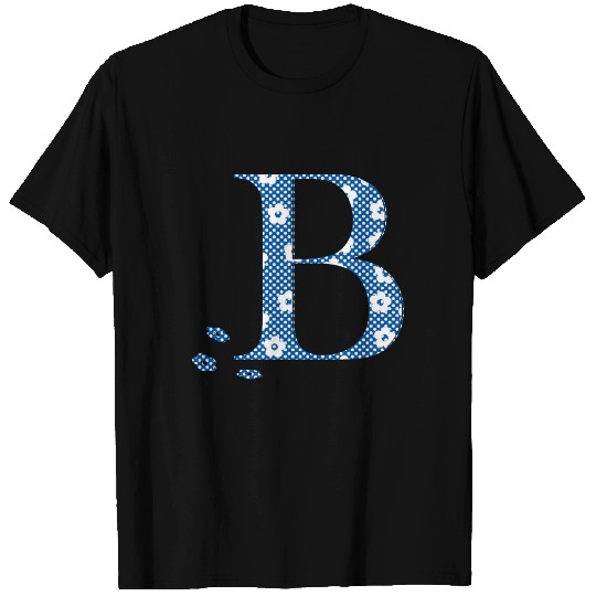 flower Patterned Letter B(blue & dots) T-shirt