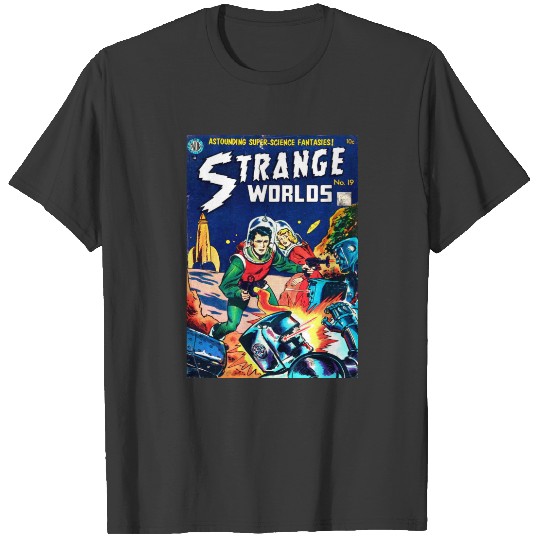 Strange Worlds -- Angry Robots T-shirt