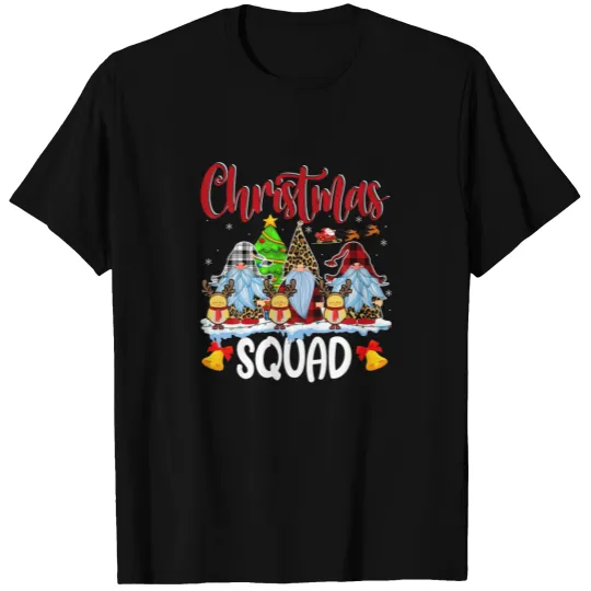Christmas Squad White Leopard Red Plaid Gnomes Chi T-shirt