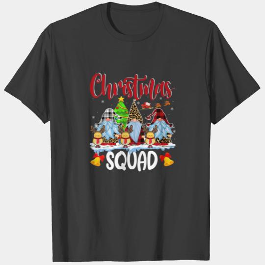 Christmas Squad White Leopard Red Plaid Gnomes Chi T-shirt