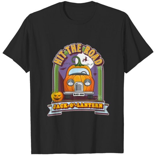 Discover Hit The Road Jack O Lantern Halloween Pumpkin Retr T-shirt