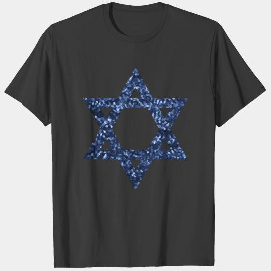 sequin star of david mens hooded T-shirt