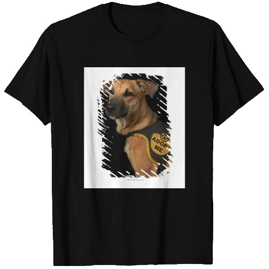 Brown rescue dog with adopt me vest T-shirt