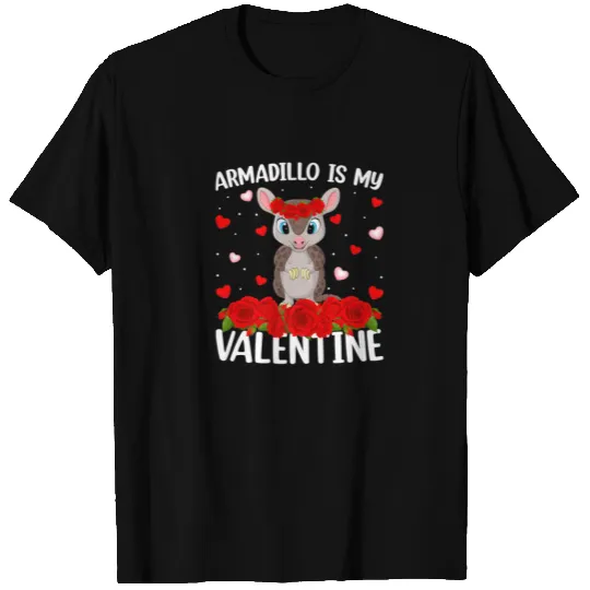 Armadillo Lover Red Rose Flower Armadillo Valentin T-shirt
