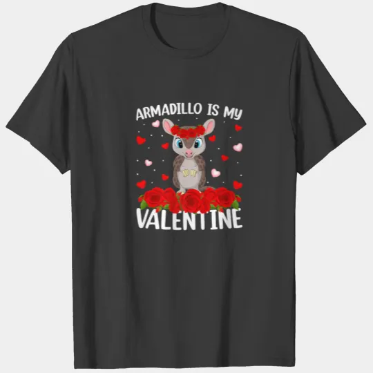 Armadillo Lover Red Rose Flower Armadillo Valentin T-shirt