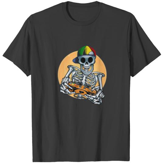 Halloween Video Game Lover Men Boys Gamer Skeleton T-shirt