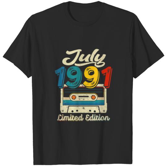 Vintage July 1991 Cassette Tape 30Th Birthday Deco T-shirt