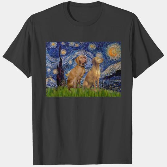Starry Night - Two Vizslas T-shirt