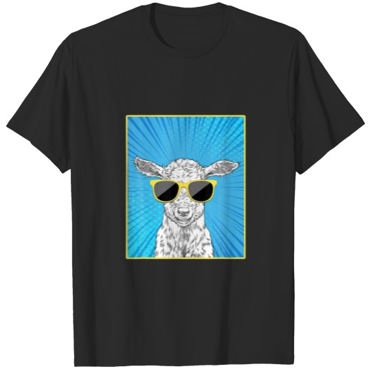 Discover Baby Goat Portrait Pop Art Farm Animal With Sungla T-shirt