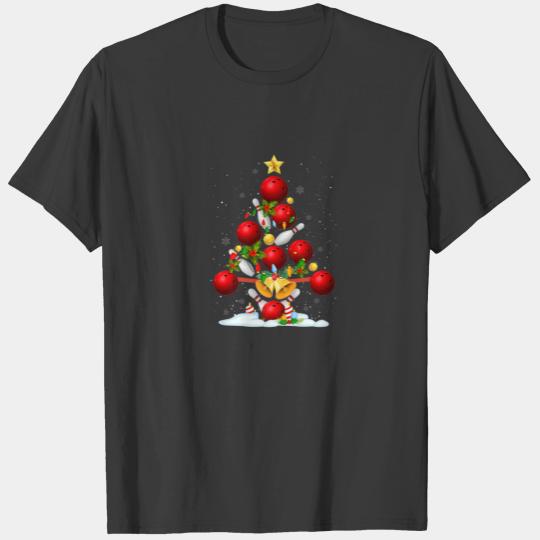 Xmas Tree Bowling Lights Christmas 2021 Holiday Wi T-shirt