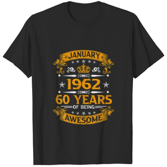 Vintage Born January 1962 60Th Birthday 60 Years O T-shirt