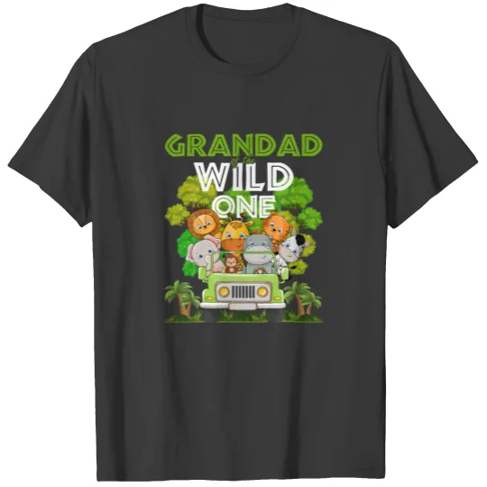 Grandad Of The Wild One Zoo Truck Birthday Safari T-shirt