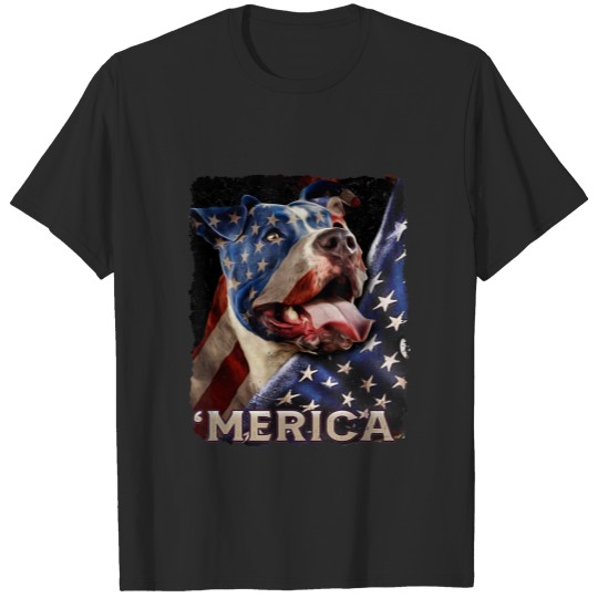 American Flag Pitbull Patriotic Dog 4th Of July Pr T-shirt