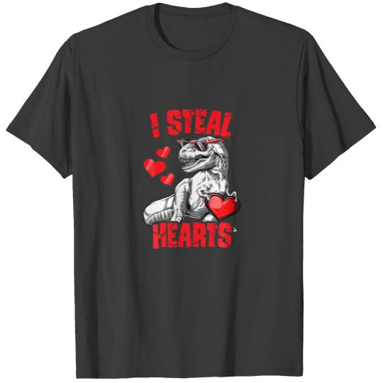 Valentines Day Kids Dinosaur T Rex Lover I Steal H T-shirt