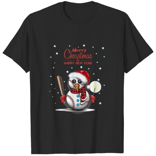 Discover Baseball Snowman Balls Snow Christmas Xmas Gifts M T-shirt