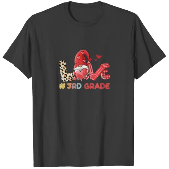 Love Gnome 3Rd Grade Teacher Leopard,Valentine Tea T-shirt