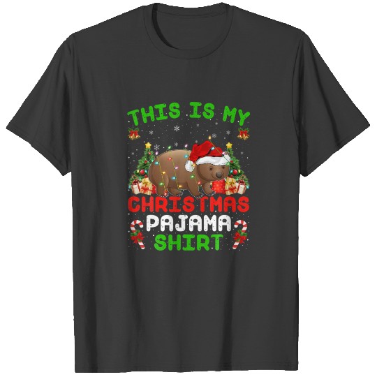 Funny This Is My Christmas Pajama Wombat Christmas T-shirt