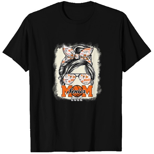 Messy Bun Basketball Senior Mom 2022 Bleached T-shirt