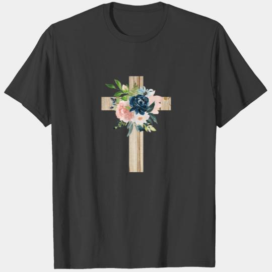 Flora Easter Cross Funny Christian Cross Easter Da T-shirt