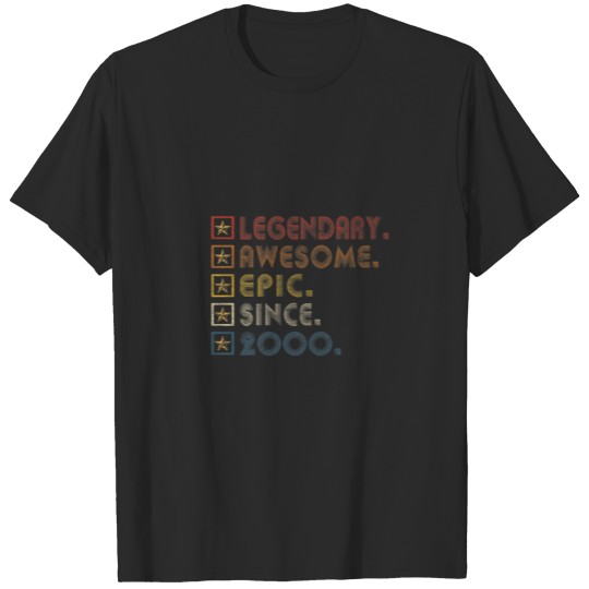 Discover Vintage 22Nd Birthday Legendary Awesome Epic Since T-shirt