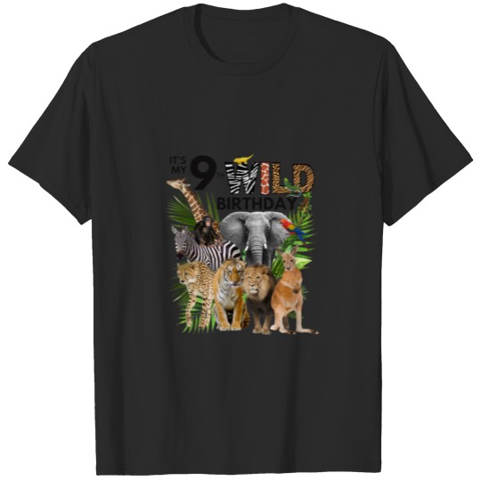 Discover Kids It's My 9Th Wild Birthday Safari Animals Zoo T-shirt